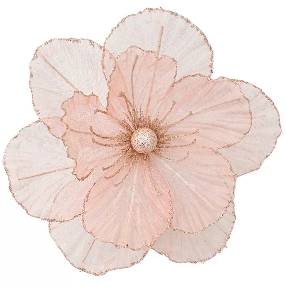 Christmas Forever MAGNOLIA HEAD PINK 10.5″ SHEER W/ CLIP