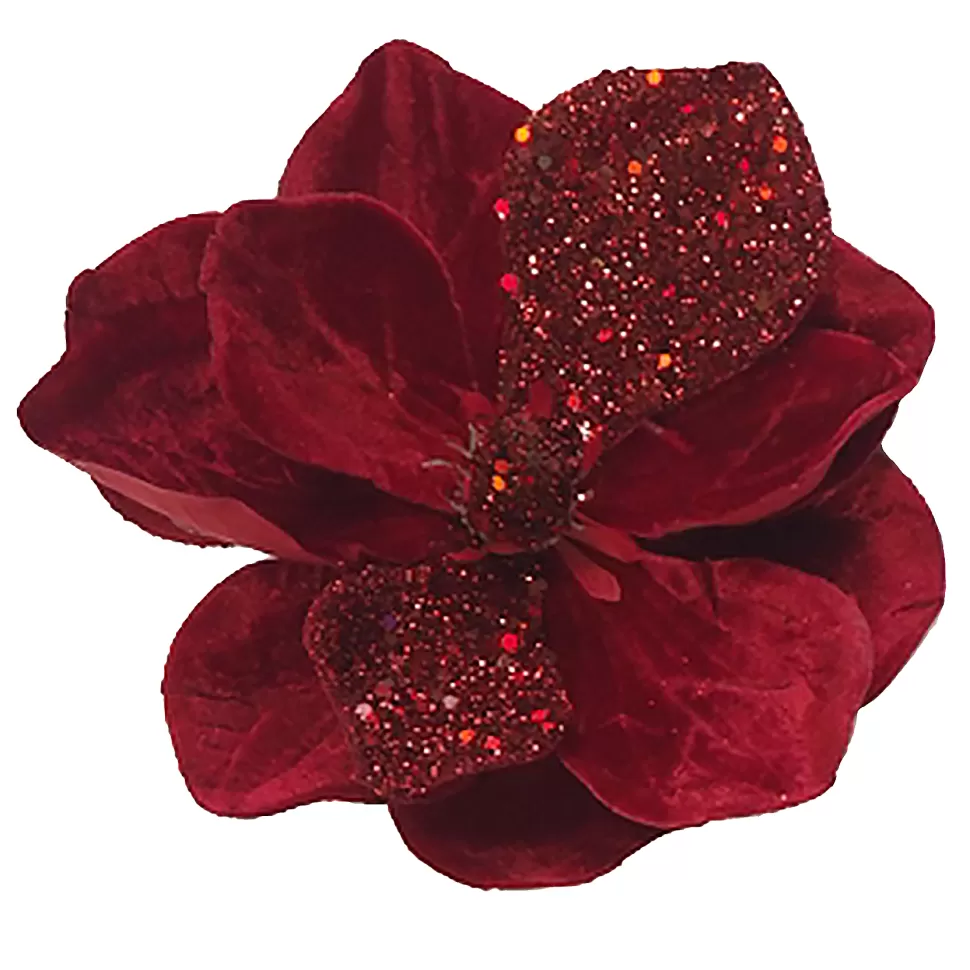 Christmas Forever MAGNOLIA HEAD RED 7″ GLITTER CARDED W/ CLIP