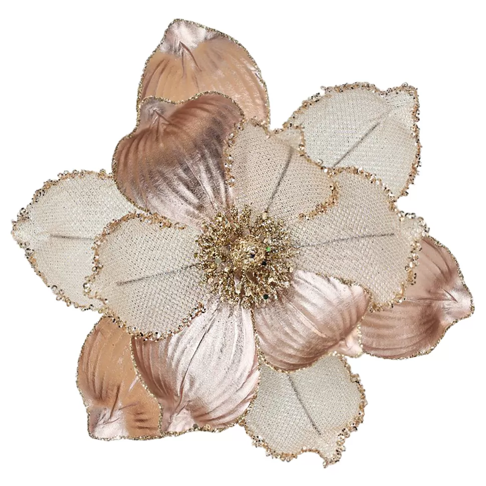 Christmas Forever MAGNOLIA HEAD ROSE GOLD 9″ LEATHER/ METALLIC W/ CLIP