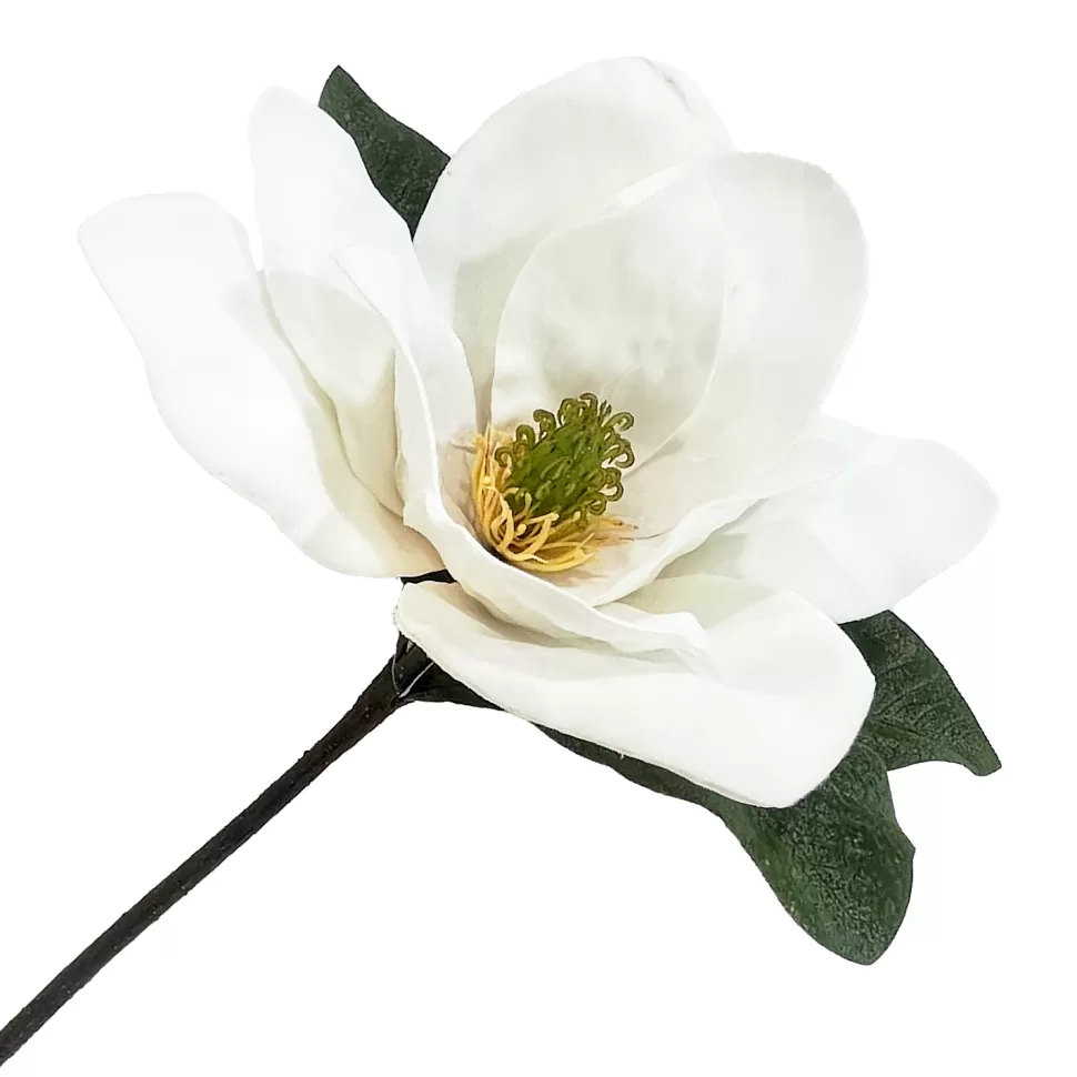 Christmas Forever MAGNOLIA HEAD WHITE 15″ W/ STEM