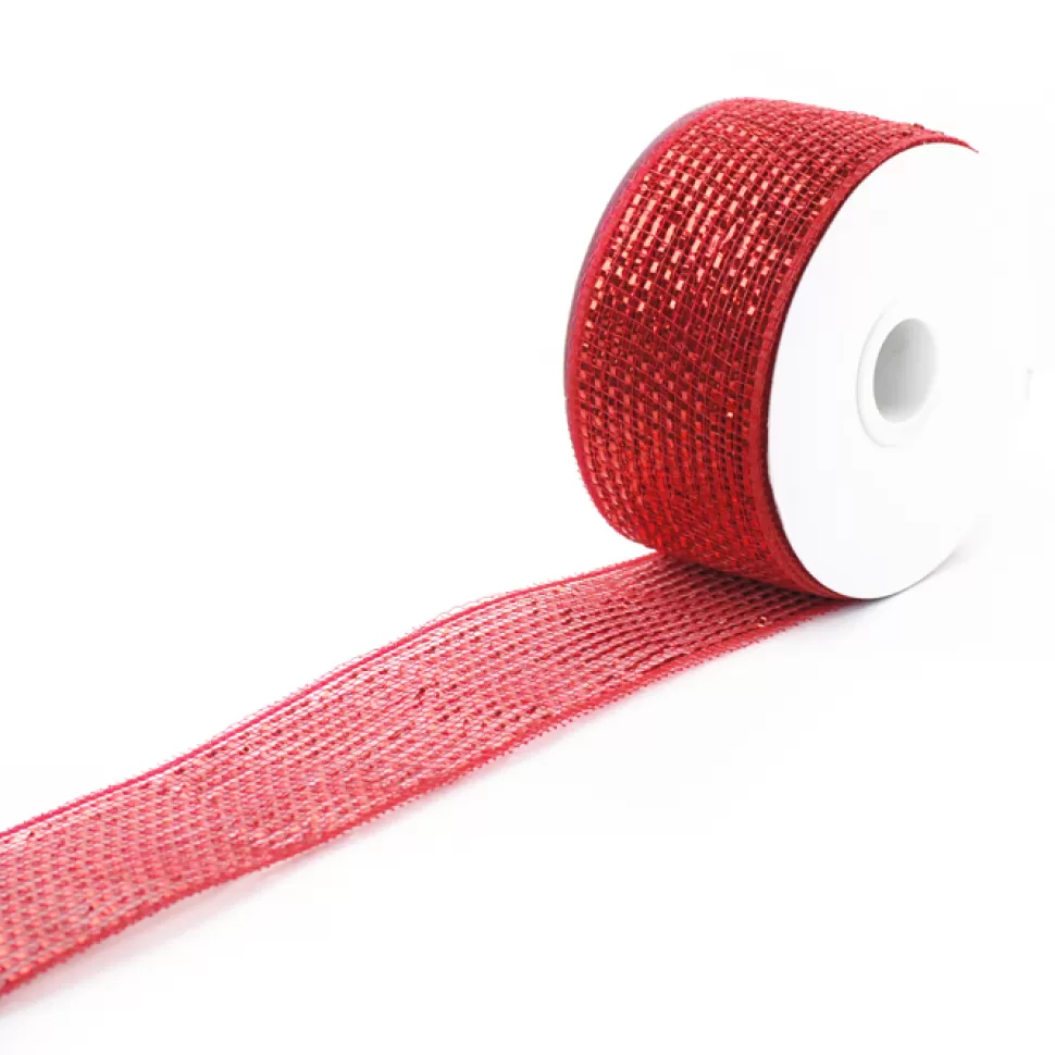 Christmas Forever MESH RIBBON 2.5″x20 YDS RED FULL SPARKLE