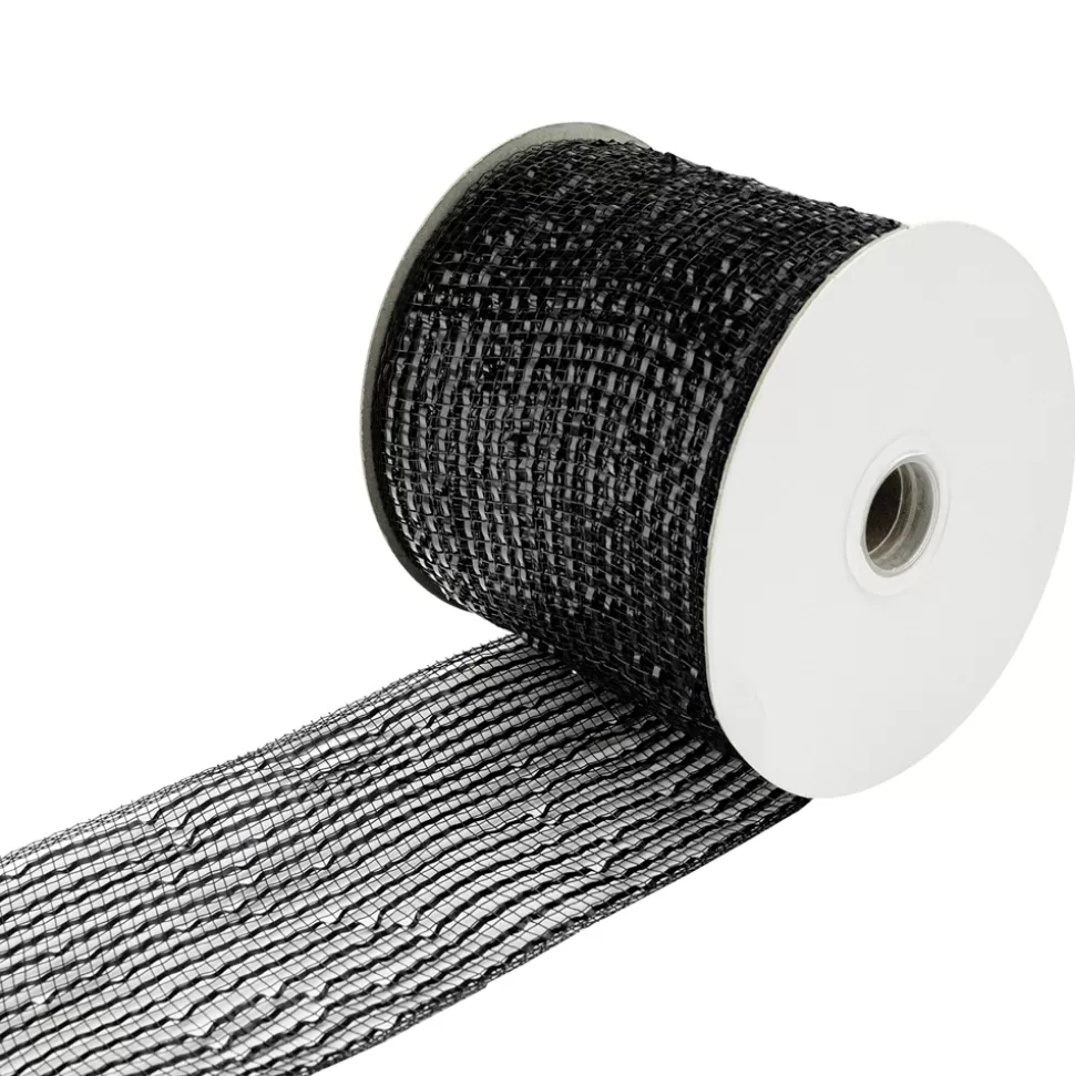 Christmas Forever MESH RIBBON 4″ X 25 YDS BLACK DLX SPARKLE