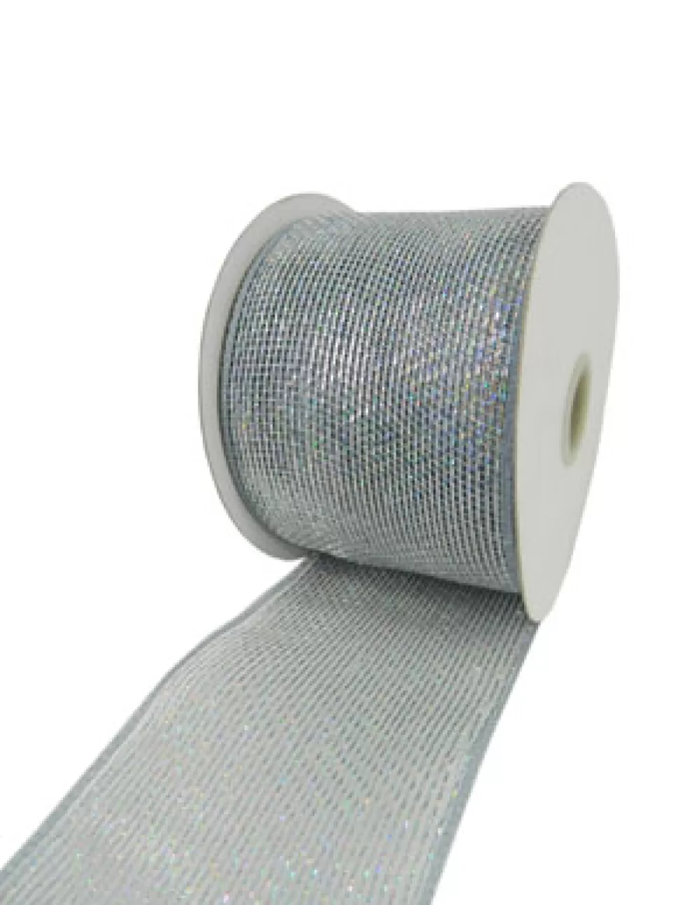 Christmas Forever MESH RIBBON 4″ X 25 YDS SILVER LASER FULL SPARKLE