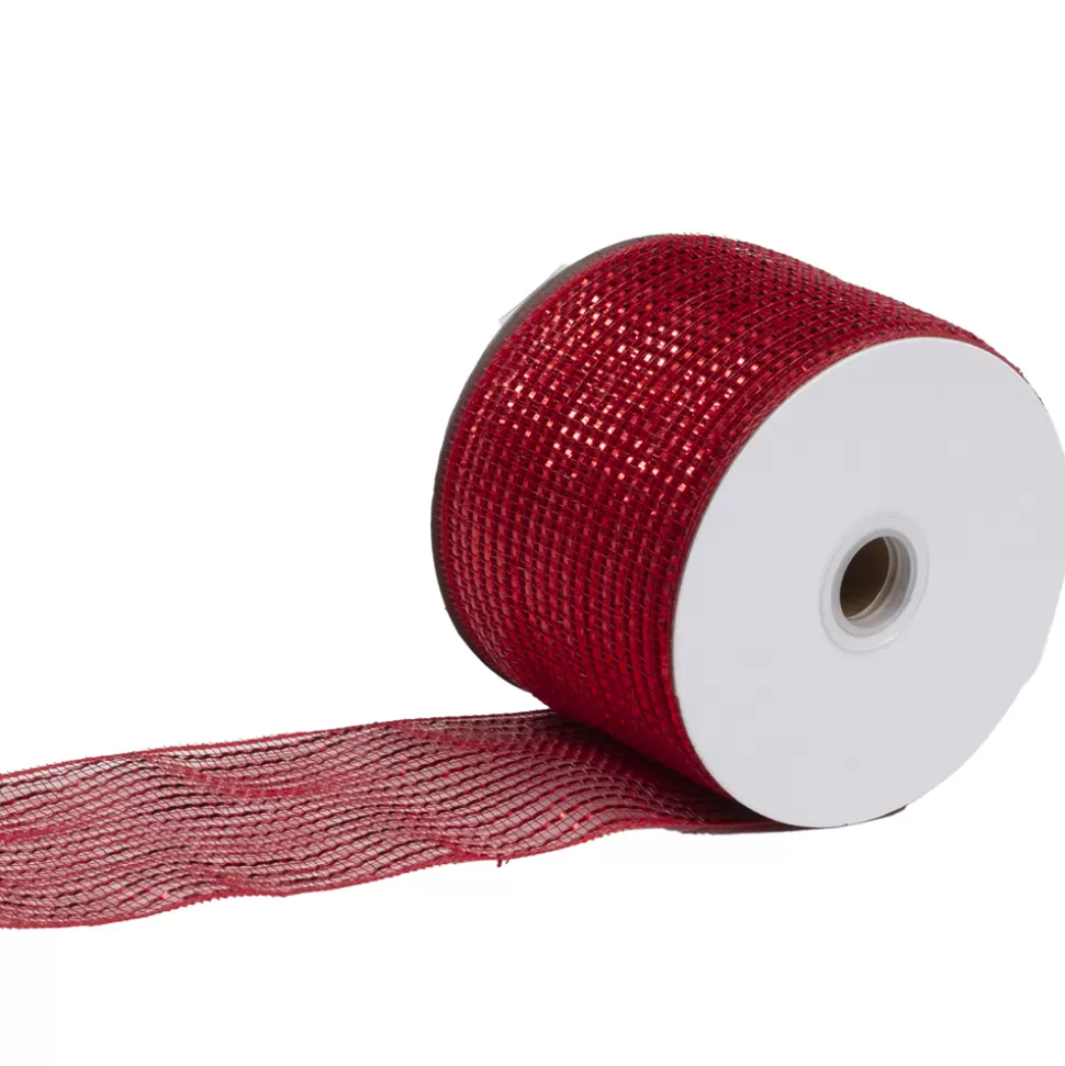 Christmas Forever MESH RIBBON 4″x25 YDS RED DLX SPARKLE