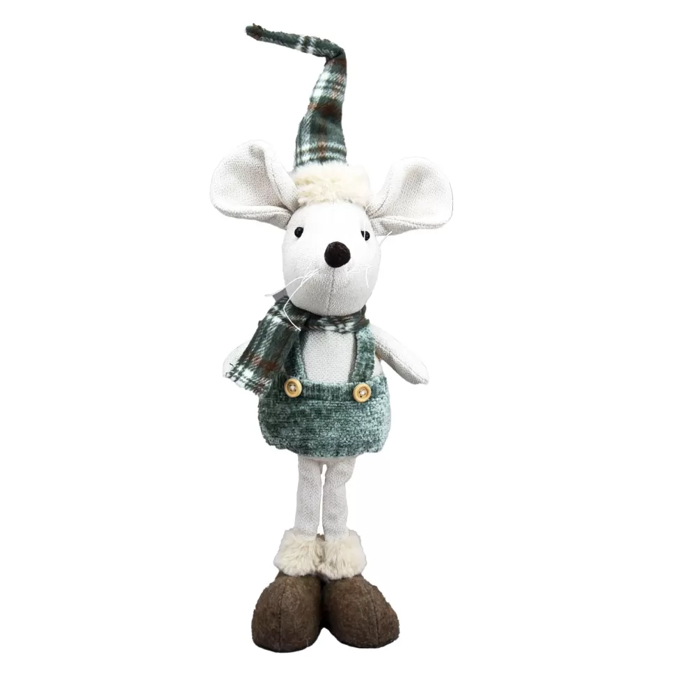 Christmas Forever MOUSE PLUSH STANDING BOY 19″ BEIGE/ GREEN