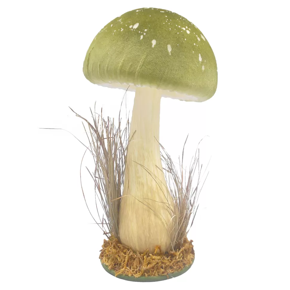 Christmas Forever MUSHROOM TABLE DECOR 11″ GREEN/NATURAL