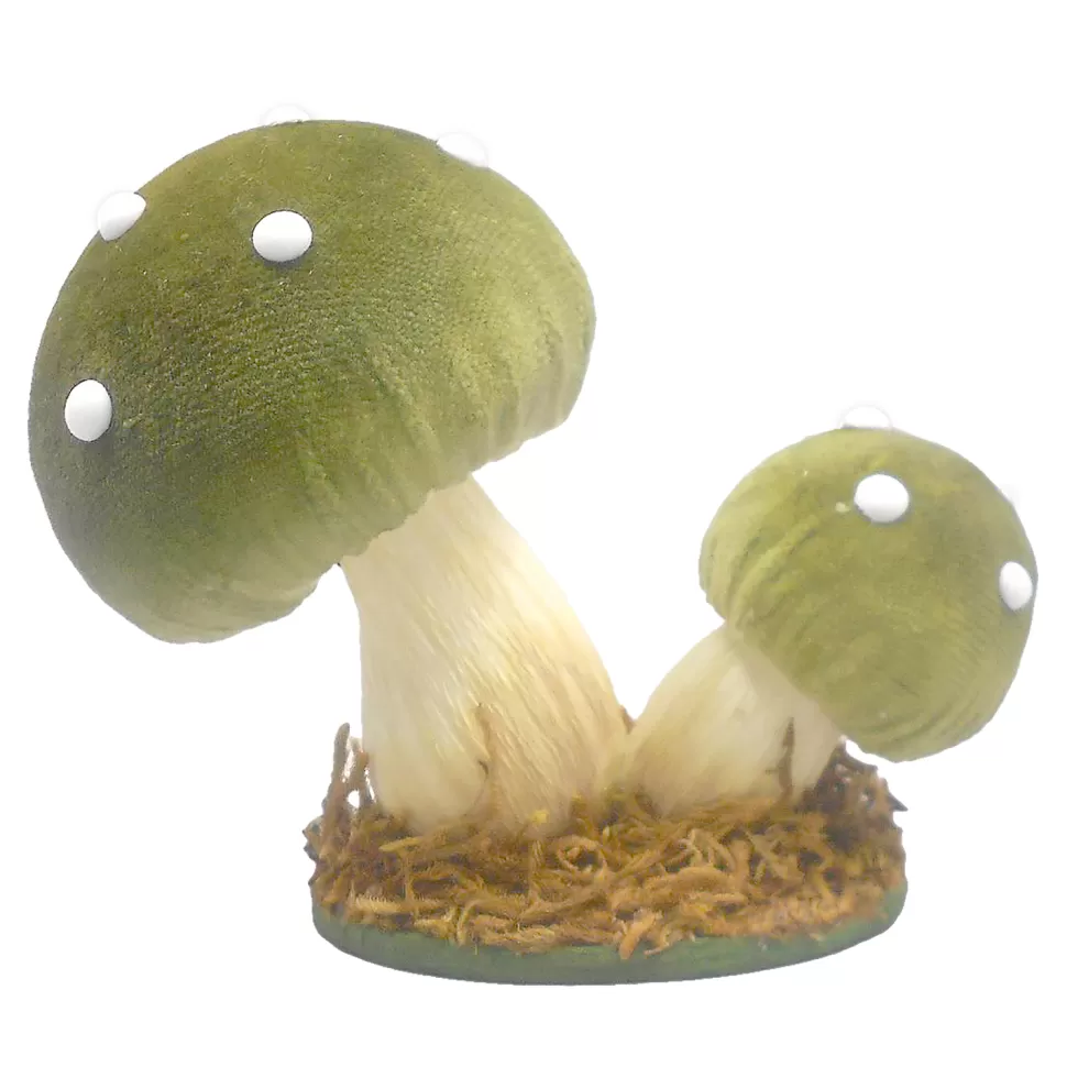 Christmas Forever MUSHROOM TABLE DECOR 4″ GREEN/NATURAL