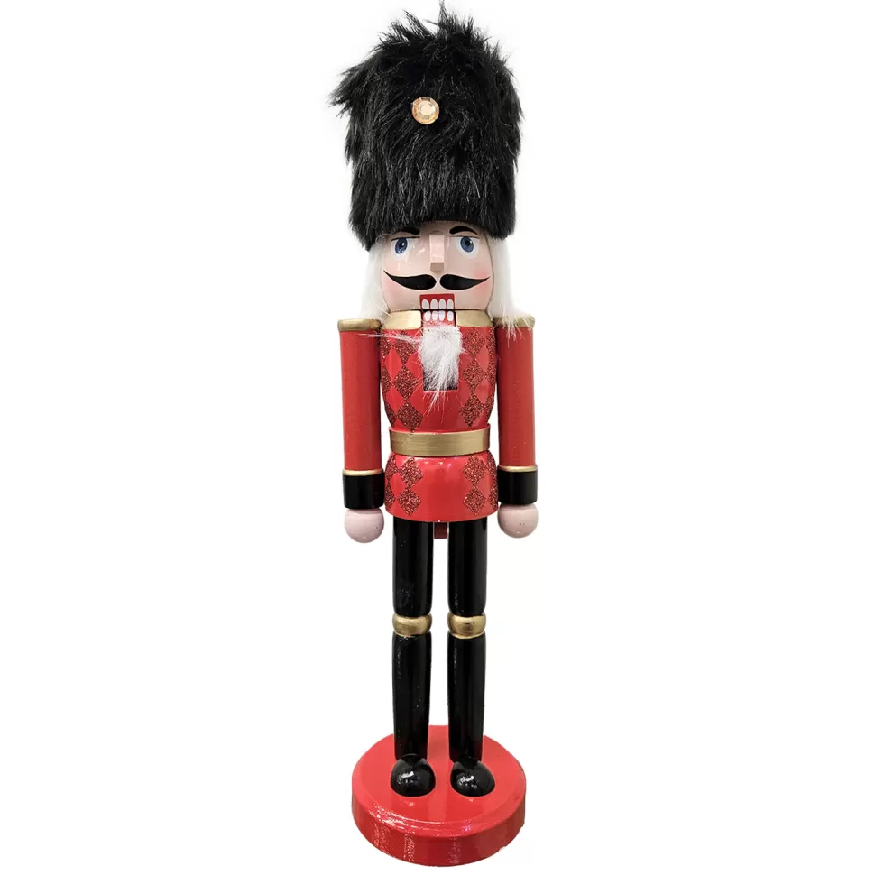 Christmas Forever NUTCRACKER WOODEN STANDING 15″ LONDON SOLDIER FUR HAT