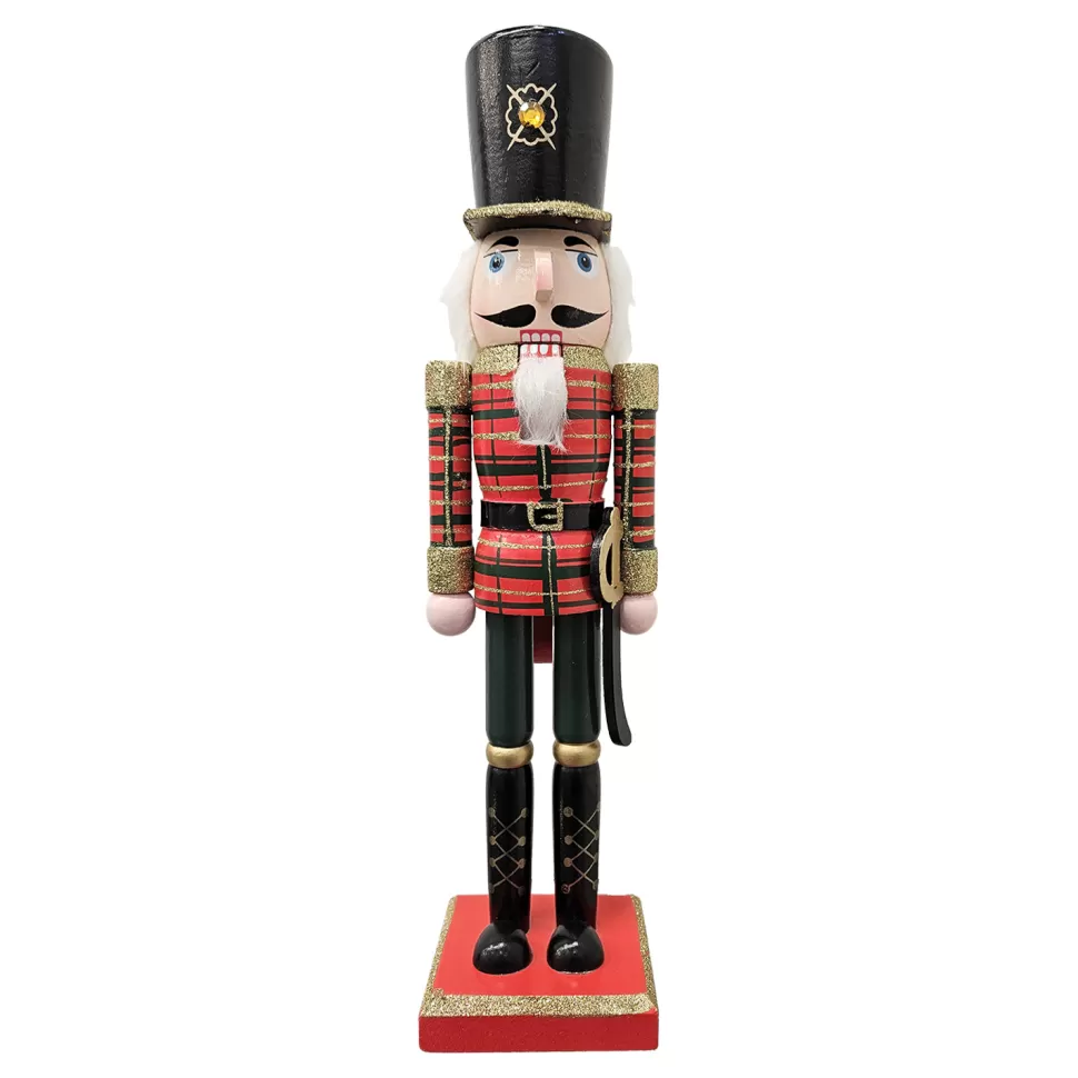 Christmas Forever NUTCRACKER WOODEN STANDING 15″ PAINTED TARTAN