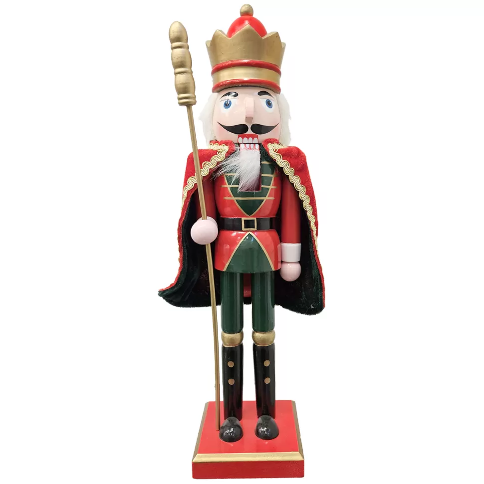 Christmas Forever NUTCRACKER WOODEN STANDING 15″ RED W/ CAPE