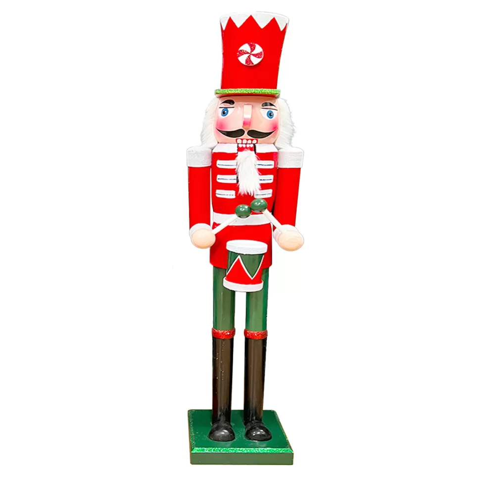 Christmas Forever NUTCRACKER WOODEN STANDING 15″ RED/WHITE W/ DRUM