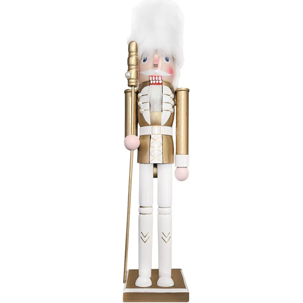 Christmas Forever NUTCRACKER WOODEN STANDING 20″ WHITE/GOLD