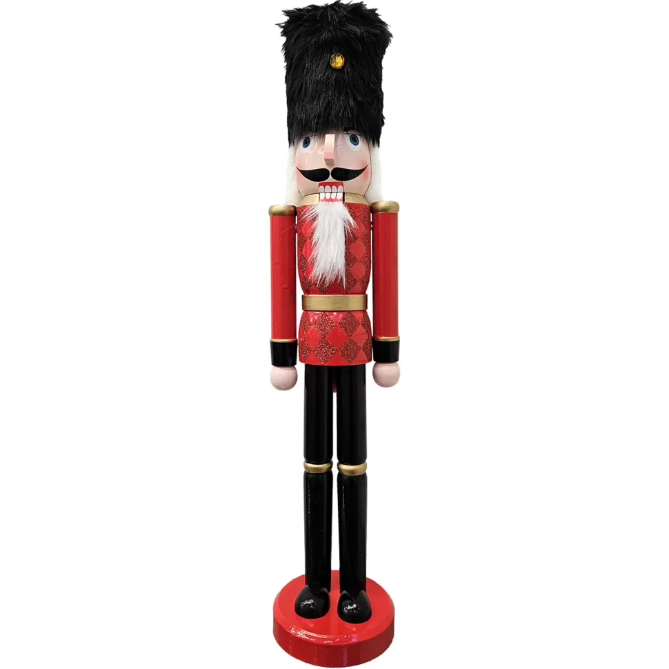 Christmas Forever NUTCRACKER WOODEN STANDING 24″ LONDON SOLDIER FUR HAT