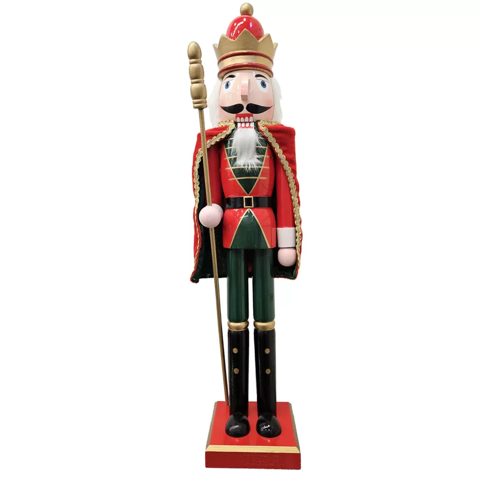 Christmas Forever NUTCRACKER WOODEN STANDING 24″ RED W/ CAPE