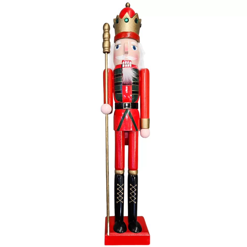 Christmas Forever NUTCRACKER WOODEN STANDING 24″ RED W/ SCEPTER