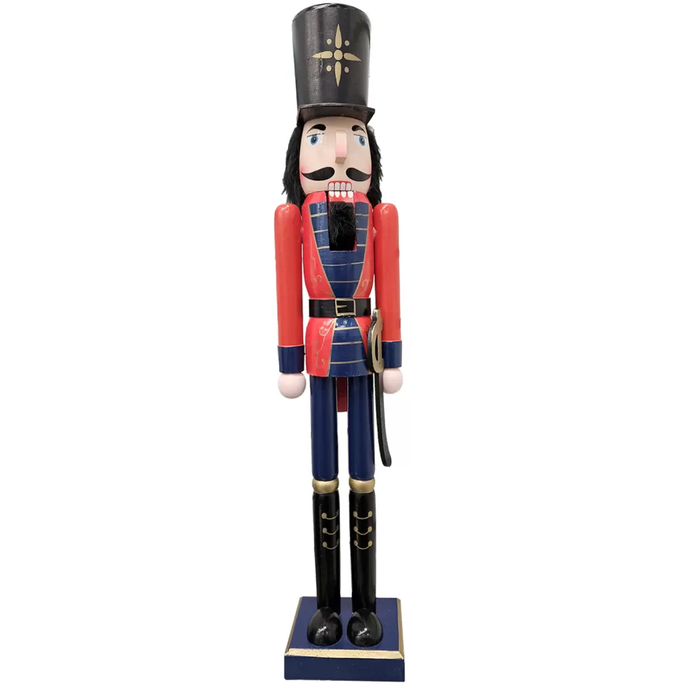 Christmas Forever NUTCRACKER WOODEN STANDING 24″ RED/BLUE W/ SWORD