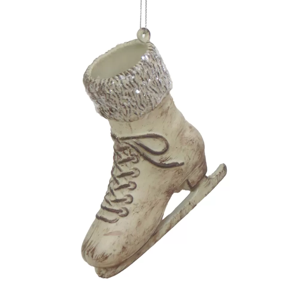 Christmas Forever ORN BIRCH LOOK ICE SKATE 5.25″ W/ SNOW GLTR.