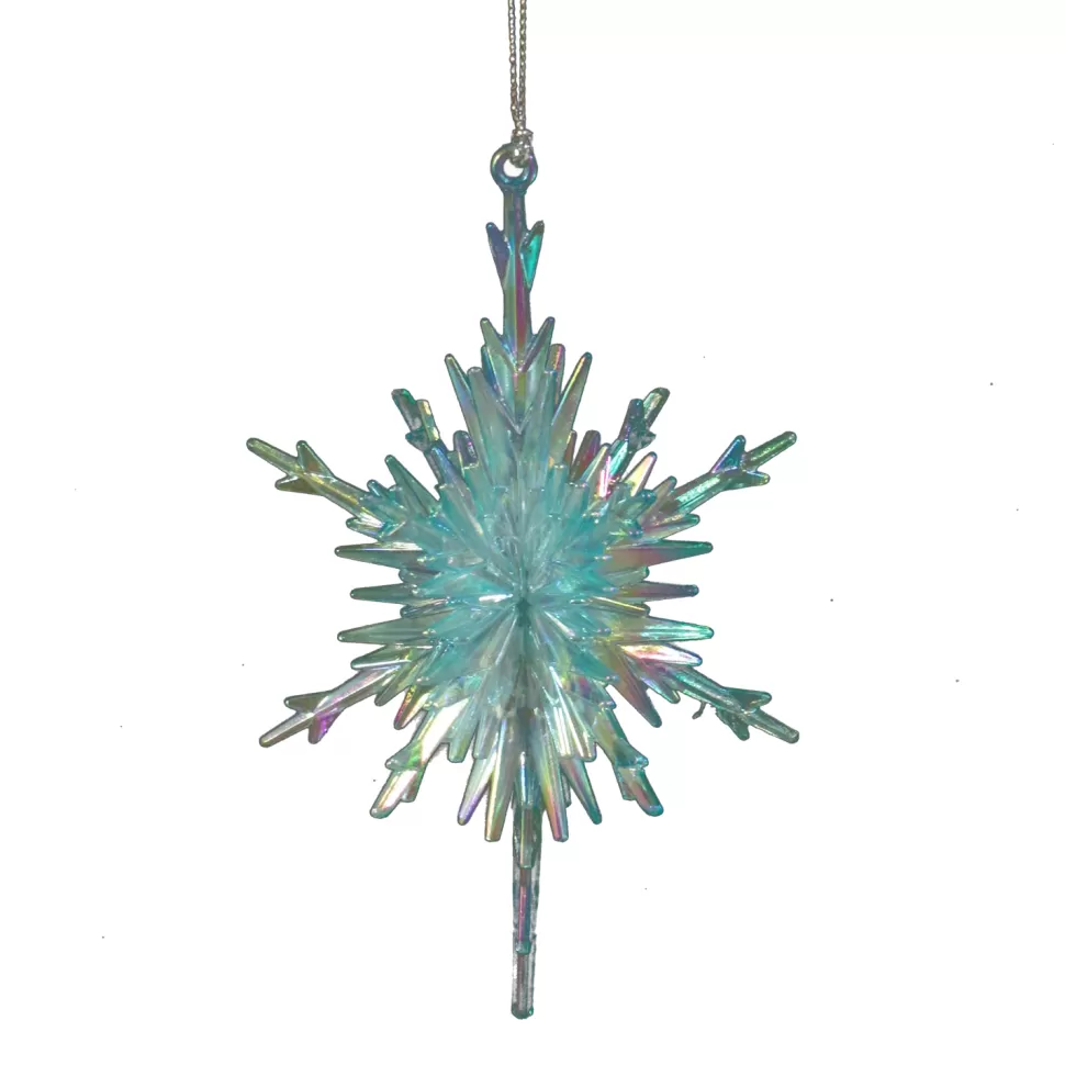 Christmas Forever ORN BLUE/CLEAR SNOWFLAKE 3-D 5.5″ IRIDESCENT FINISH