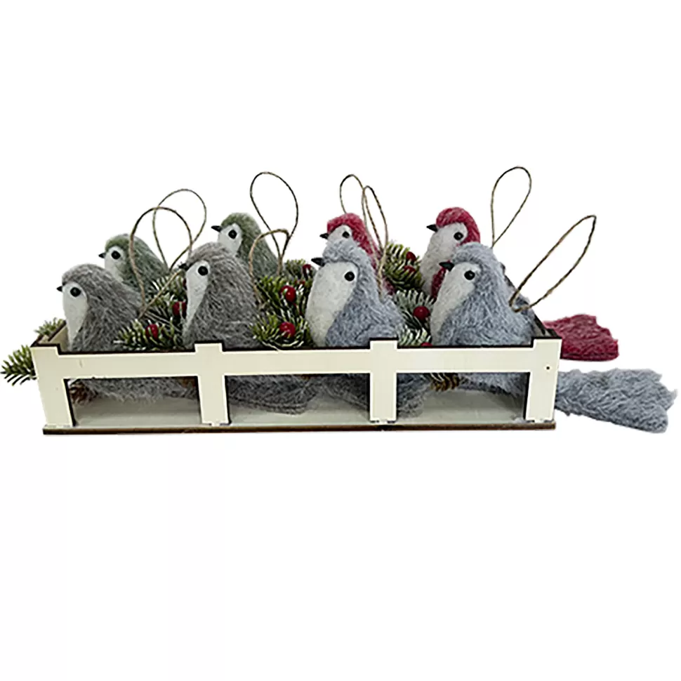 Christmas Forever ORN BRID FAUX FUR RED/GREEN/BROWN/GREY 6.5″ W/ PINE 4 ASSTD.