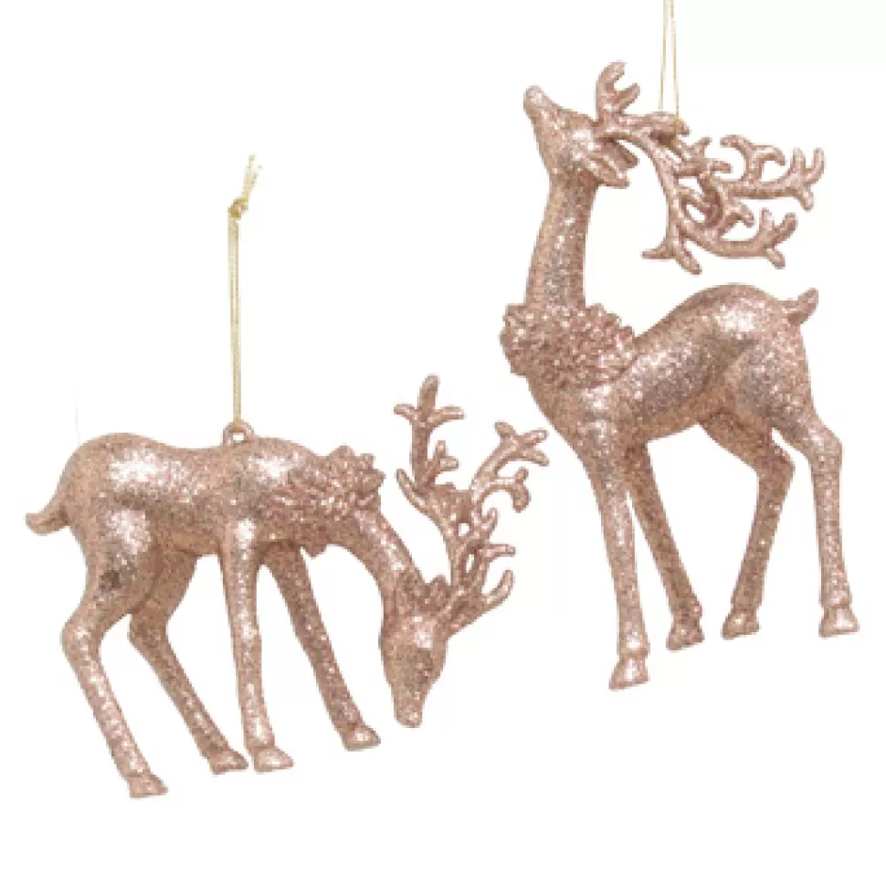 Christmas Forever ORN BROWN DEER 3.25″ & 5.5″ W/ GLTR. 2/S