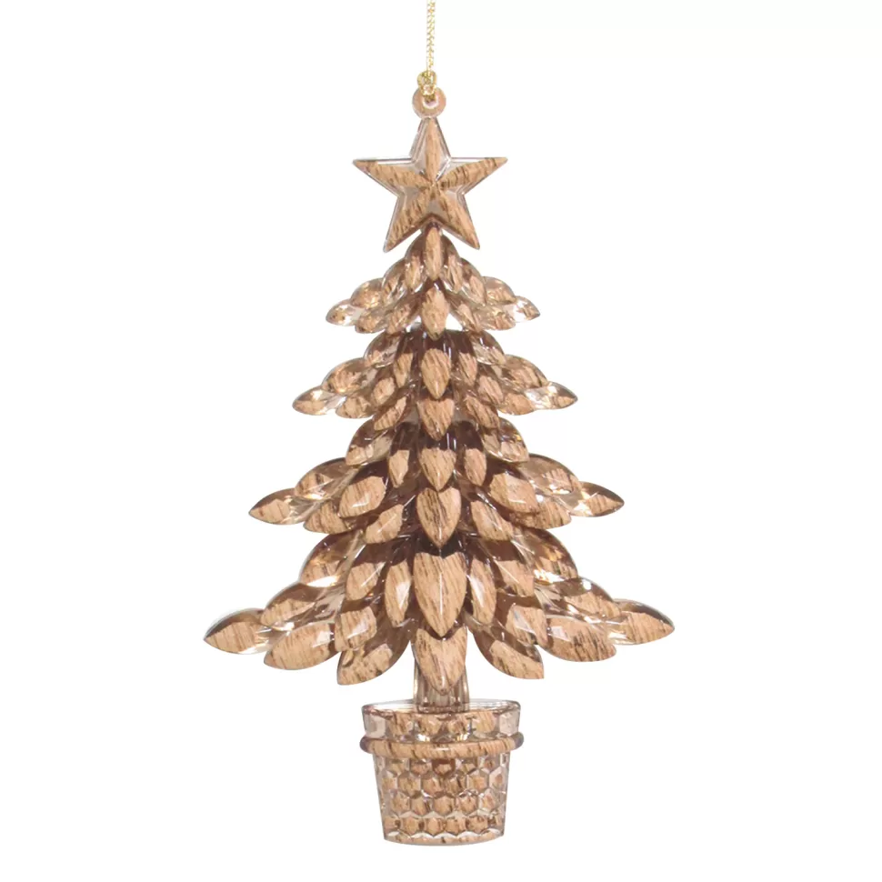 Christmas Forever ORN BROWN POTTED TREE 6″ W/ STAR TOPPER