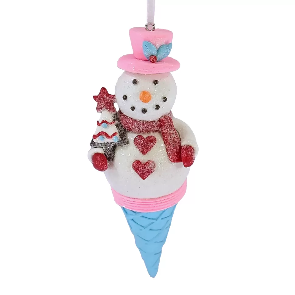 Christmas Forever ORN CANDY SPRINKLE SNOWMAN ON A CONE 5.5″ CLAY DOUGH
