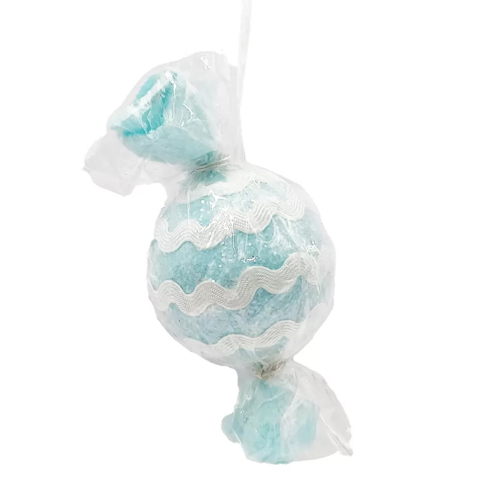 Christmas Forever ORN CANDY SPRINKLE SWEET 4″ ICE BLUE W/ GLITTER & LACE