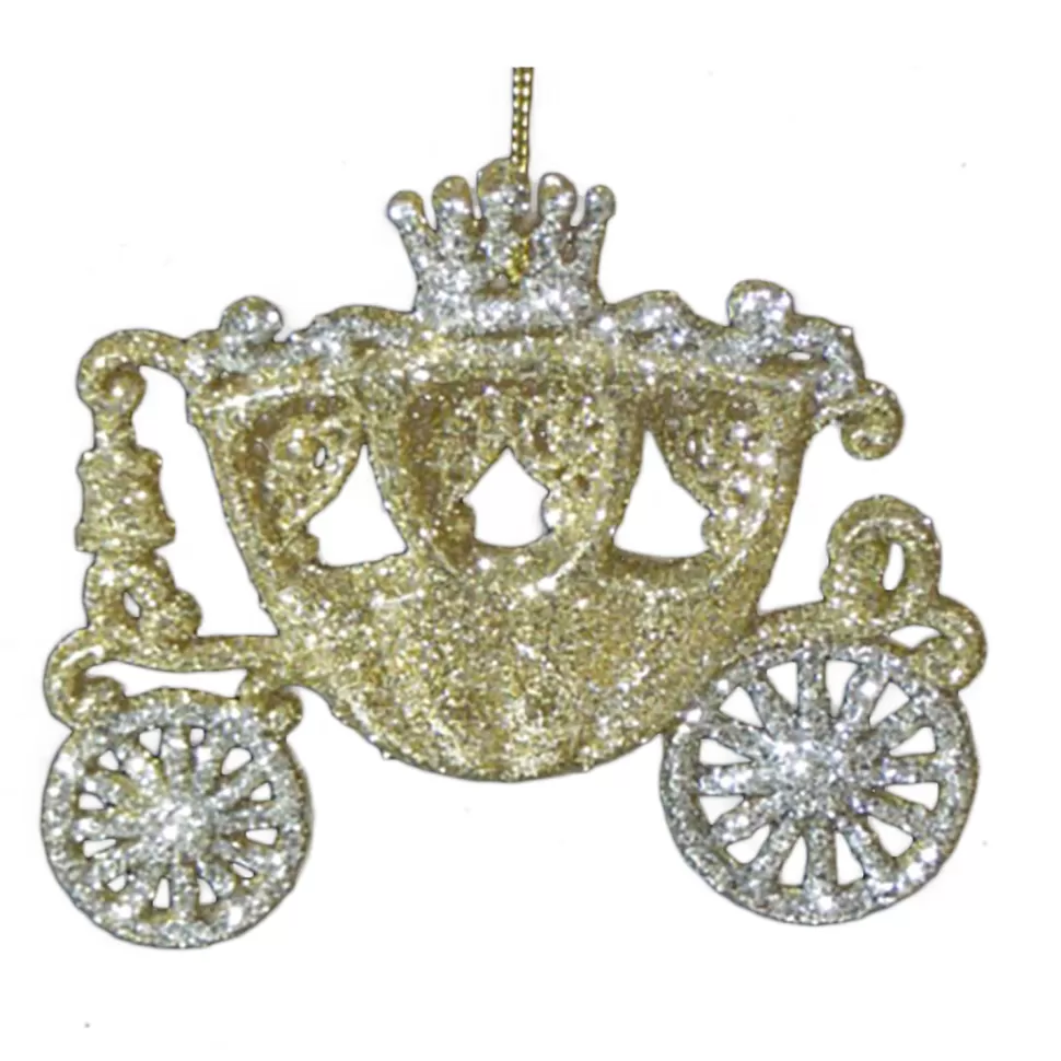 Christmas Forever ORN CHAMPAGNE CARRIAGE 4″ W/ SLV. & CHAMP. GLITTER