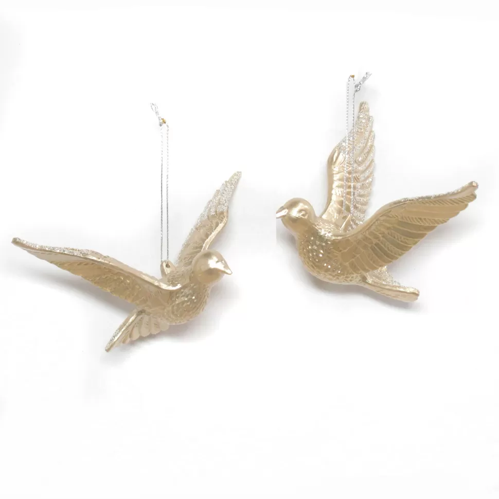 Christmas Forever ORN CHAMPAGNE FLYING DOVE 4.5″ & 6″ W/ SILVER GLITTER 2 ASSTD.