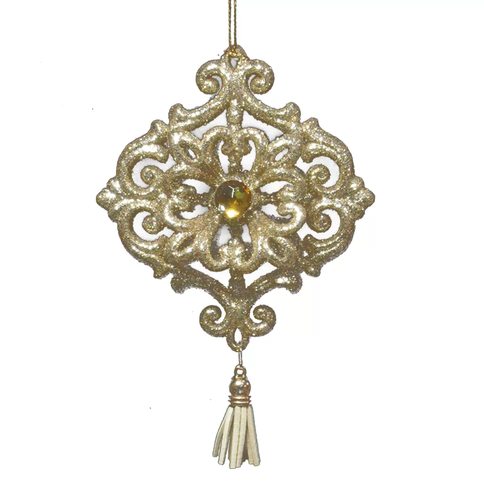 Christmas Forever ORN CHAMPAGNE GLITTER FINIAL 6″