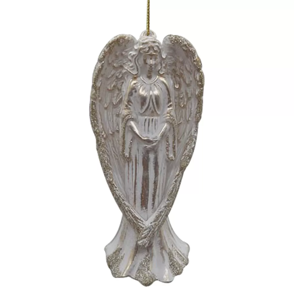 Christmas Forever ORN CHAMPAGNE/ WHITE ANGEL 5″ W/GLITTER