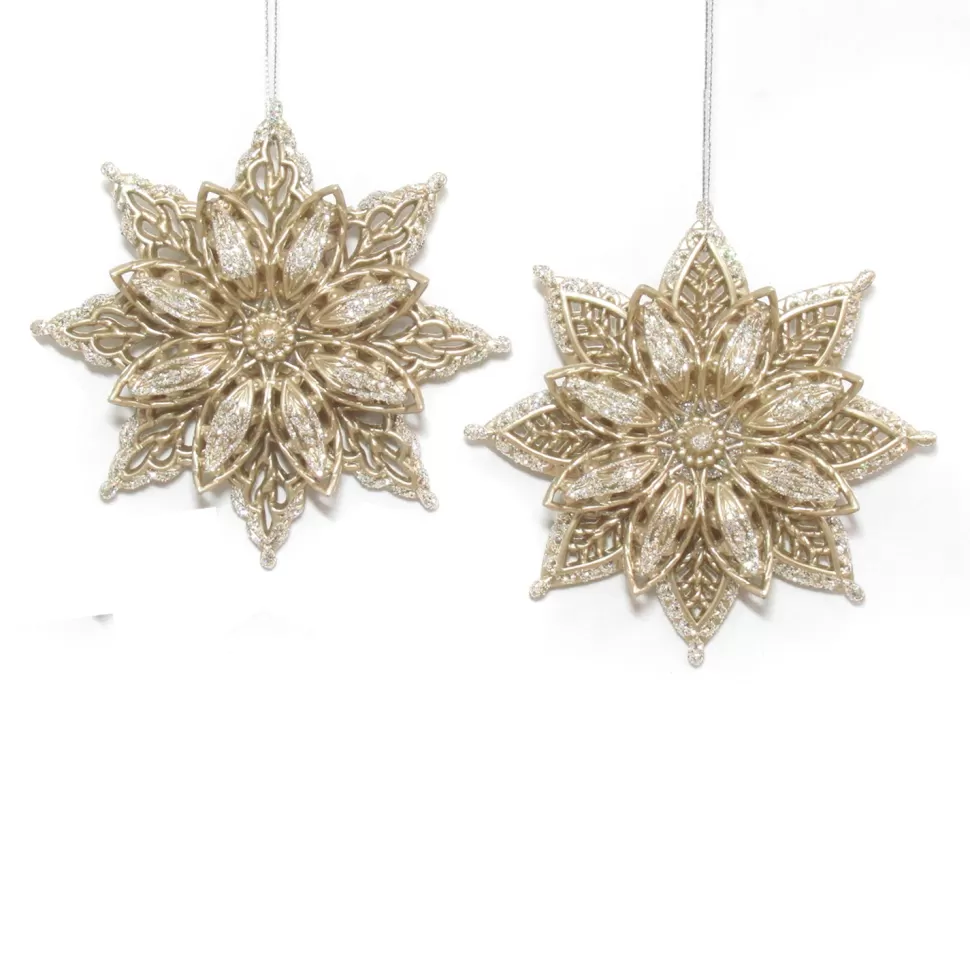 Christmas Forever ORN CHAMPAGNESNOWFLAKE 5″ W/ SILVER GLITTER 2 ASSTD.