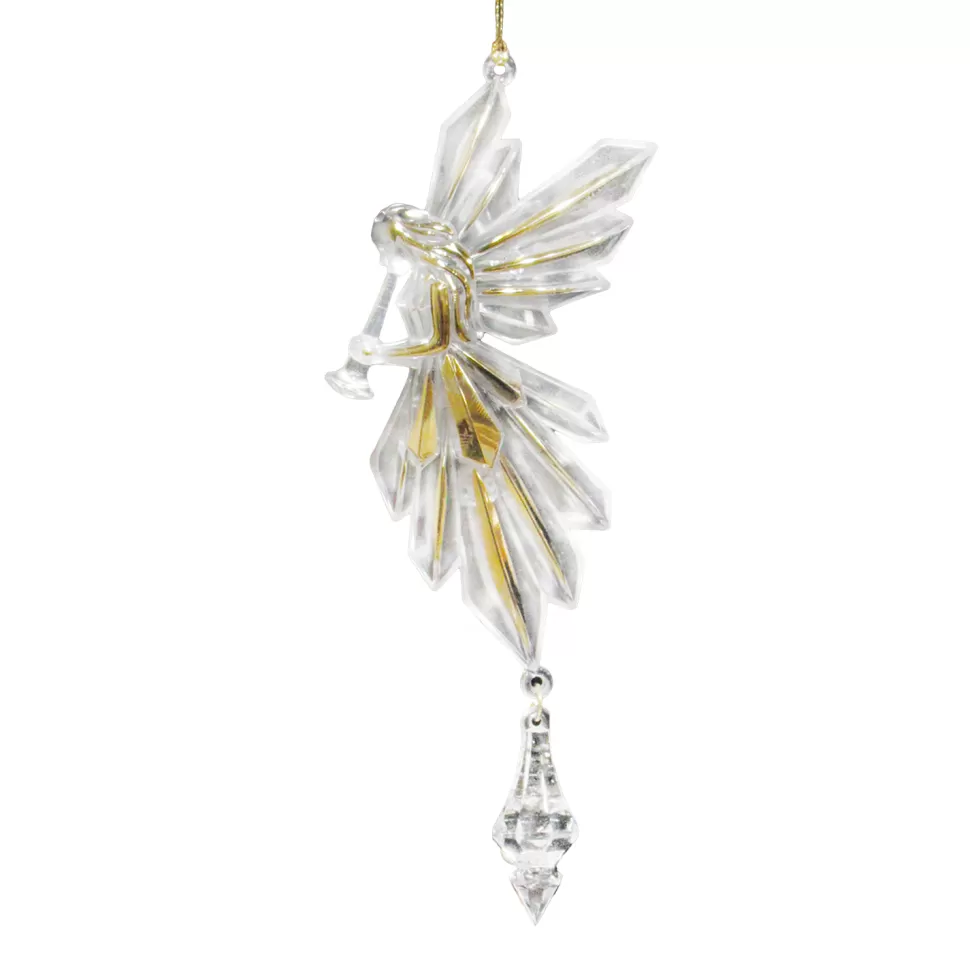 Christmas Forever ORN CLEAR GOLD HANGING ANGEL 7.5″ W/ DIAMOND DROP & GOLD GLTR.