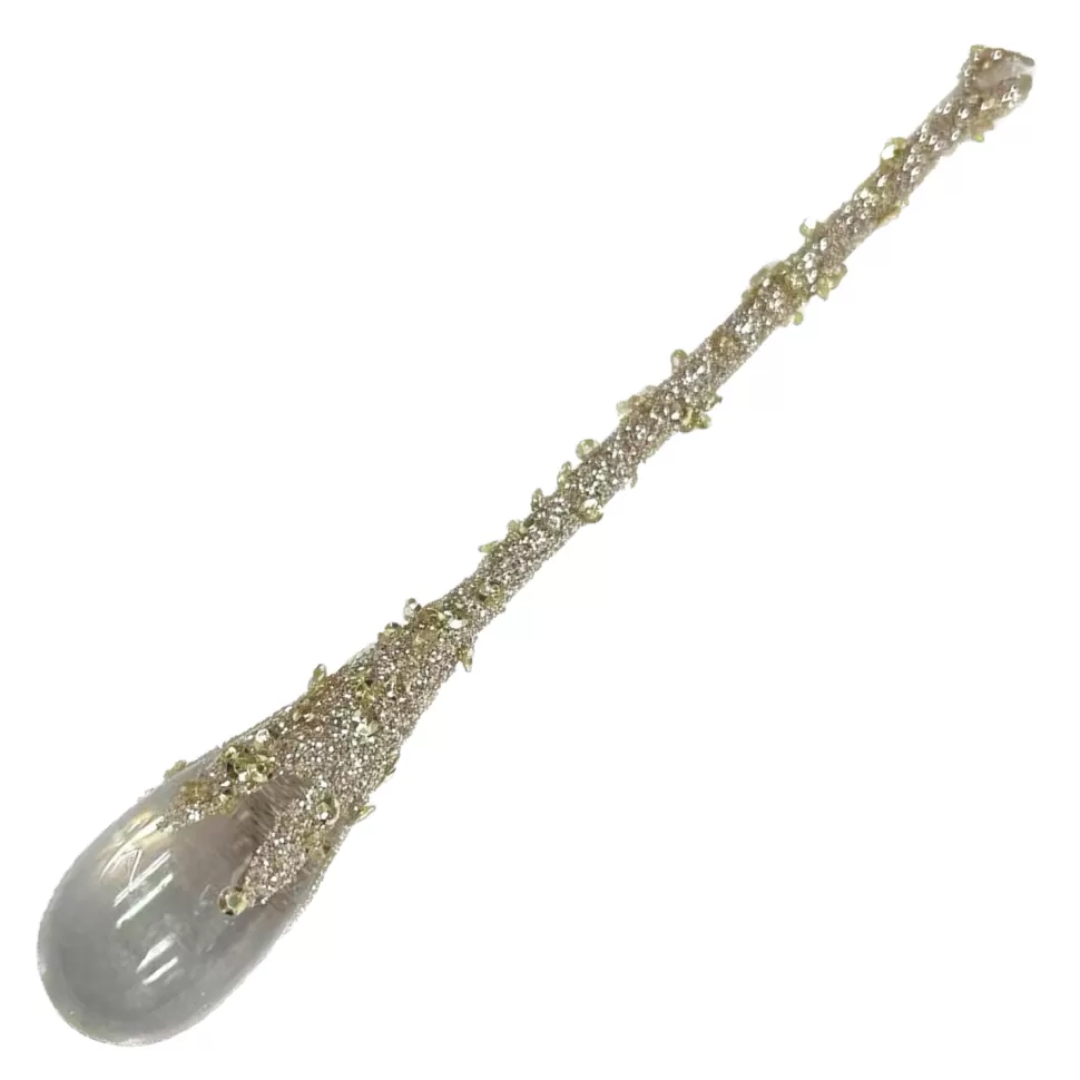 Christmas Forever ORN CLEAR GOLD ICICLE DROP 10″ W/ CHAMP. GLITTER & SEQUINS