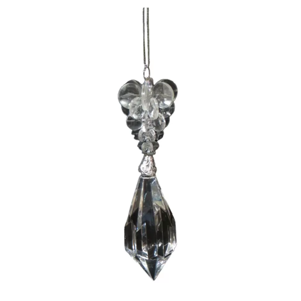 Christmas Forever ORN CLEAR JEWEL DROP 5″ BEADED TOP