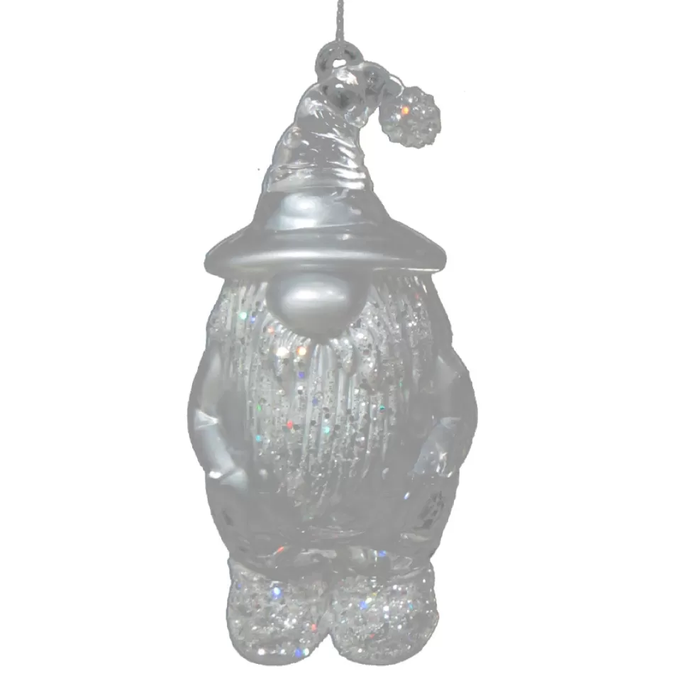 Christmas Forever ORN CLEAR PEARL GNOME 4″ W/ ICE WHITE GLITTER