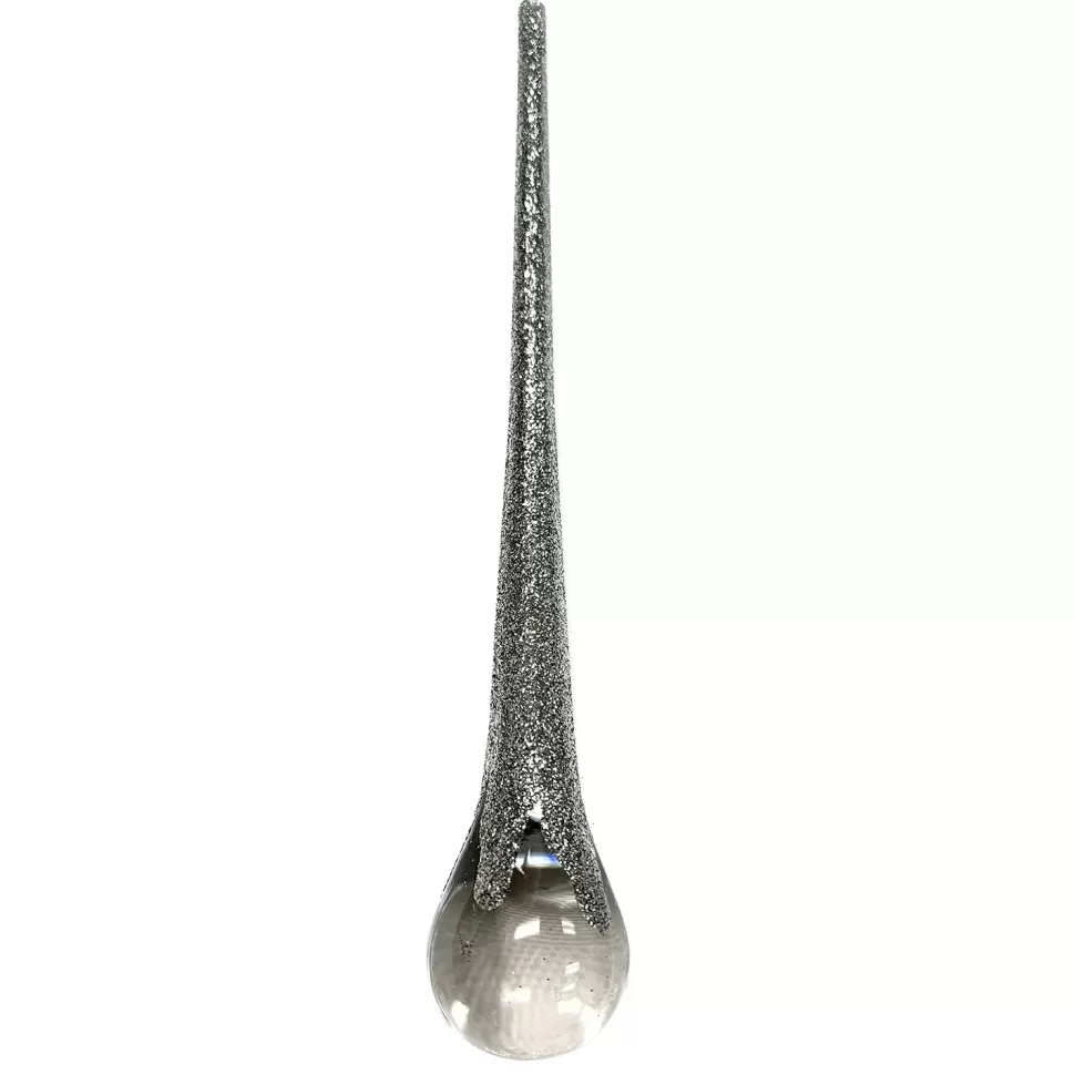 Christmas Forever ORN CLEAR SILVER ICICLE DROP 10″ W/ GLITTER