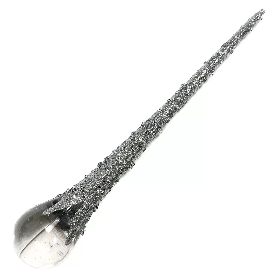 Christmas Forever ORN CLEAR SILVER ICICLE DROP 6.75″ W/ GLITTER & SEQUINS