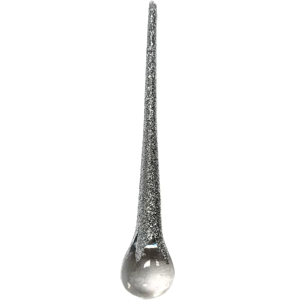Christmas Forever ORN CLEAR SILVER ICICLE DROP 8″ W/ GLITTER