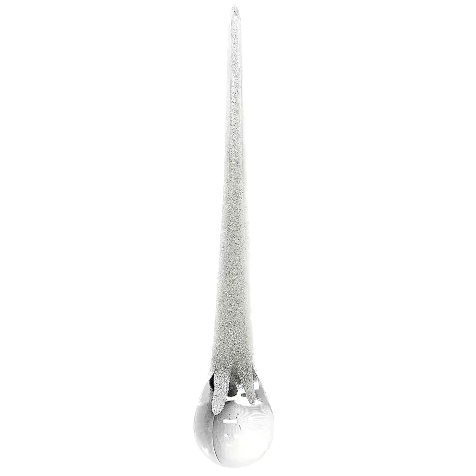Christmas Forever ORN CLEAR WHITE ICICLE DROP 8″ W/ WHITE GLITTER