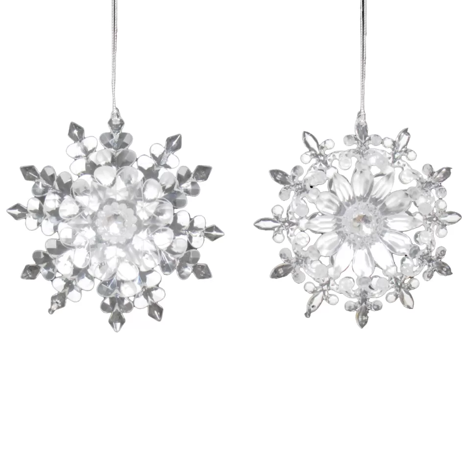 Christmas Forever ORN CLEAR WHITE SNOWFLAKE 4.9″ W/ GLTR. 2 ASSTD.