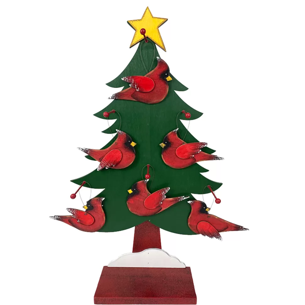 Christmas Forever ORN DSP WOODEN CARDINAL RED 3.3″ W/ DISPLAY 6/S