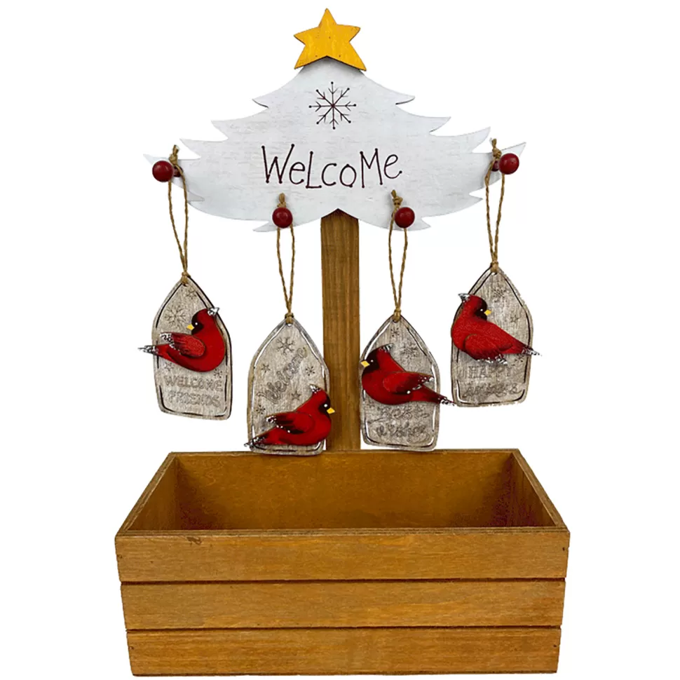 Christmas Forever ORN DSP WOODEN CARDINAL TAGS 3.7″ W/ DISPLAY BOX 4/S