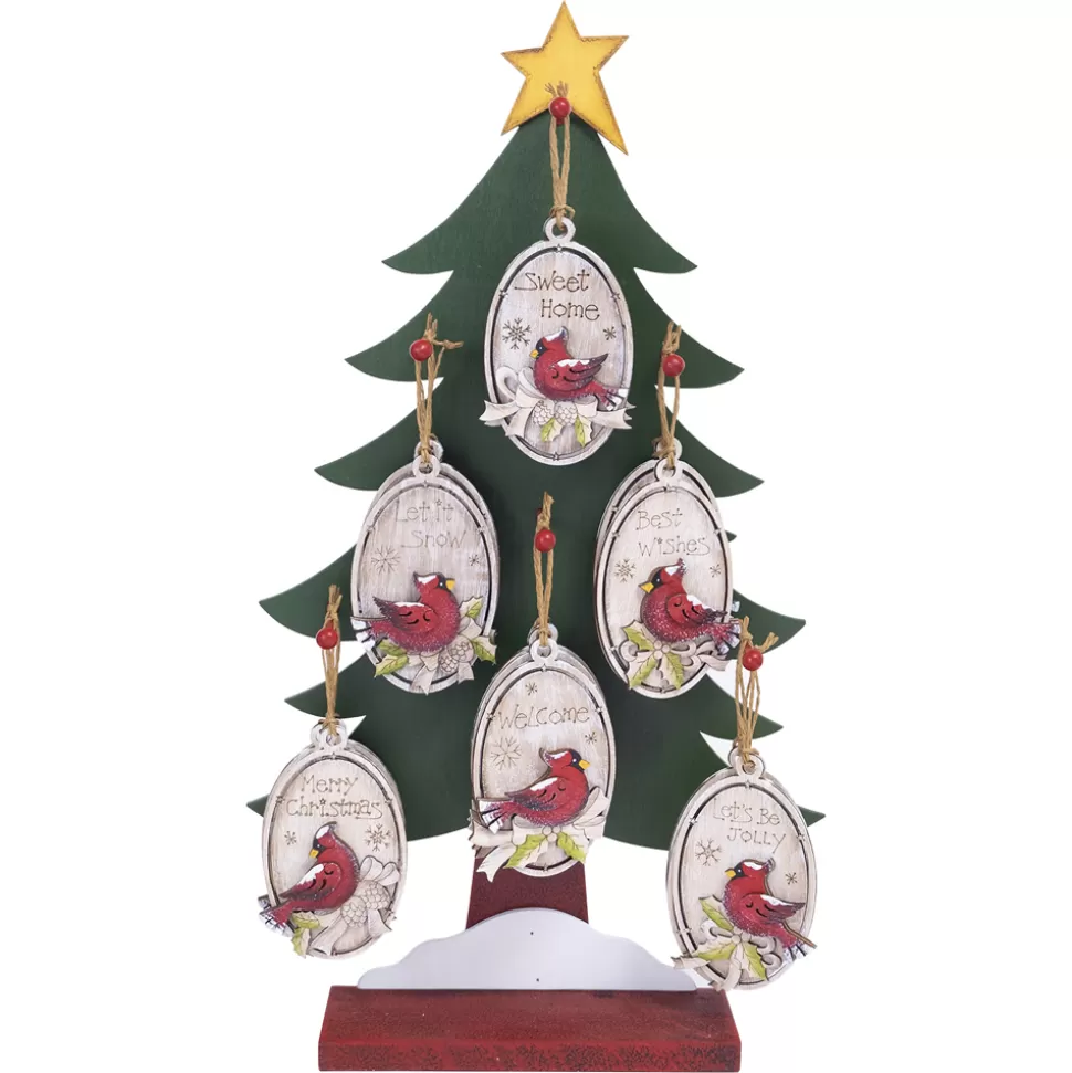 Christmas Forever ORN DSP WOODEN OVAL CARDINALS 5″ W/ DISPAY 6/S