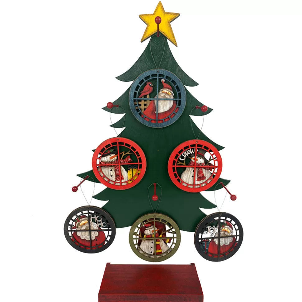 Christmas Forever ORN DSP WOODEN ROUND WINDOW SCENE 4.7″ MULTI W/DISPLAY 6/S