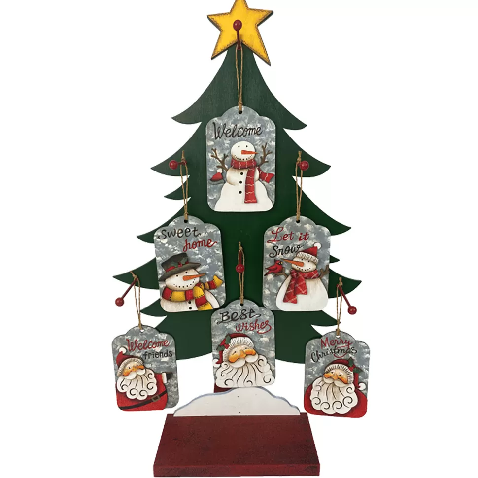 Christmas Forever ORN DSP WOODEN SNOWMAN TAGS 5.3″ W/DISPLAY 6/S