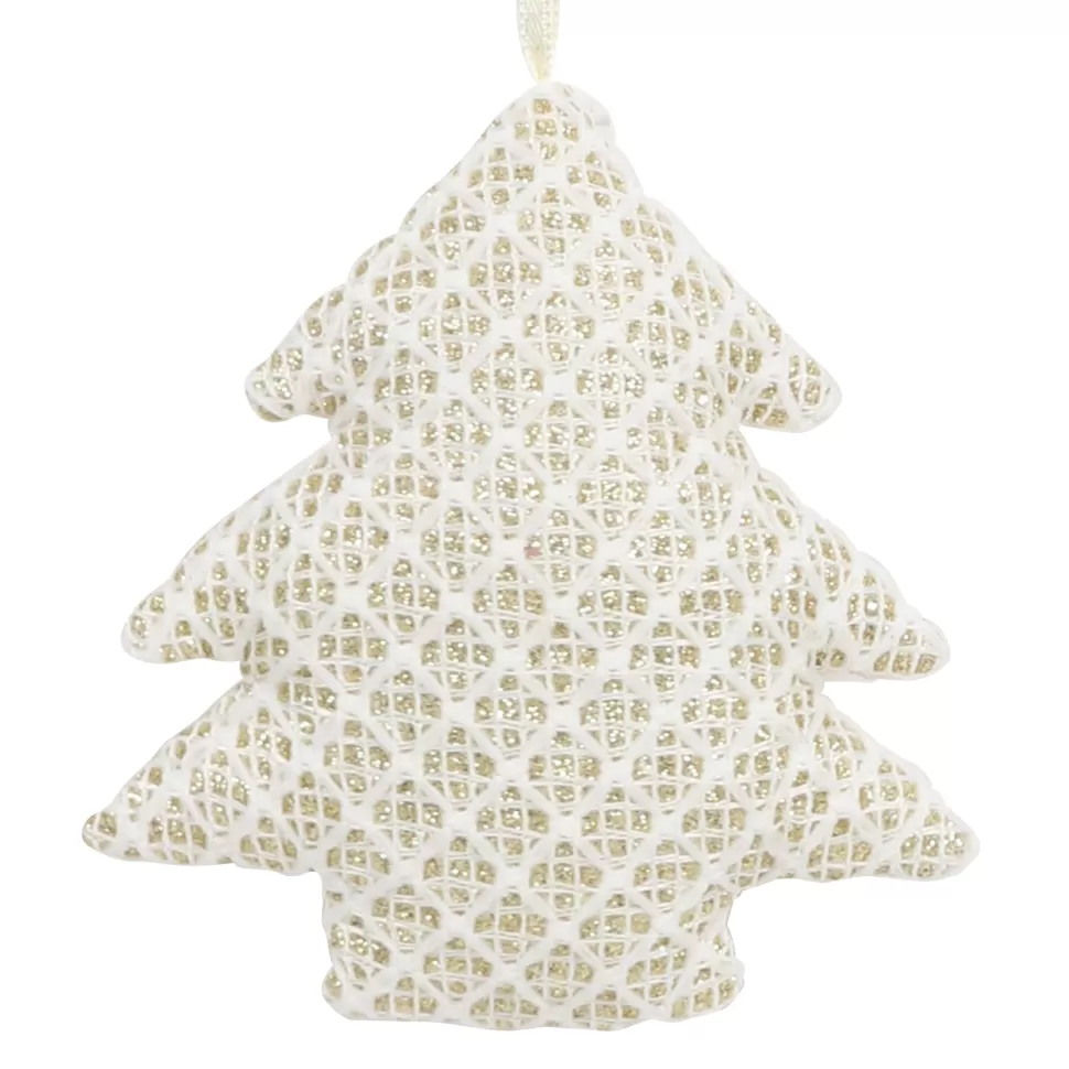 Christmas Forever ORN FABRIC TREE 4″ CREAM/GOLD
