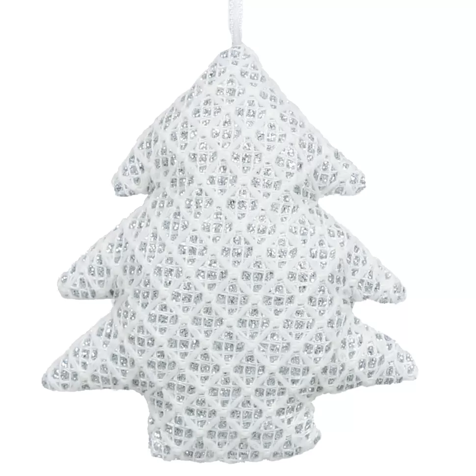 Christmas Forever ORN FABRIC TREE 4″ WHITE/SILVER