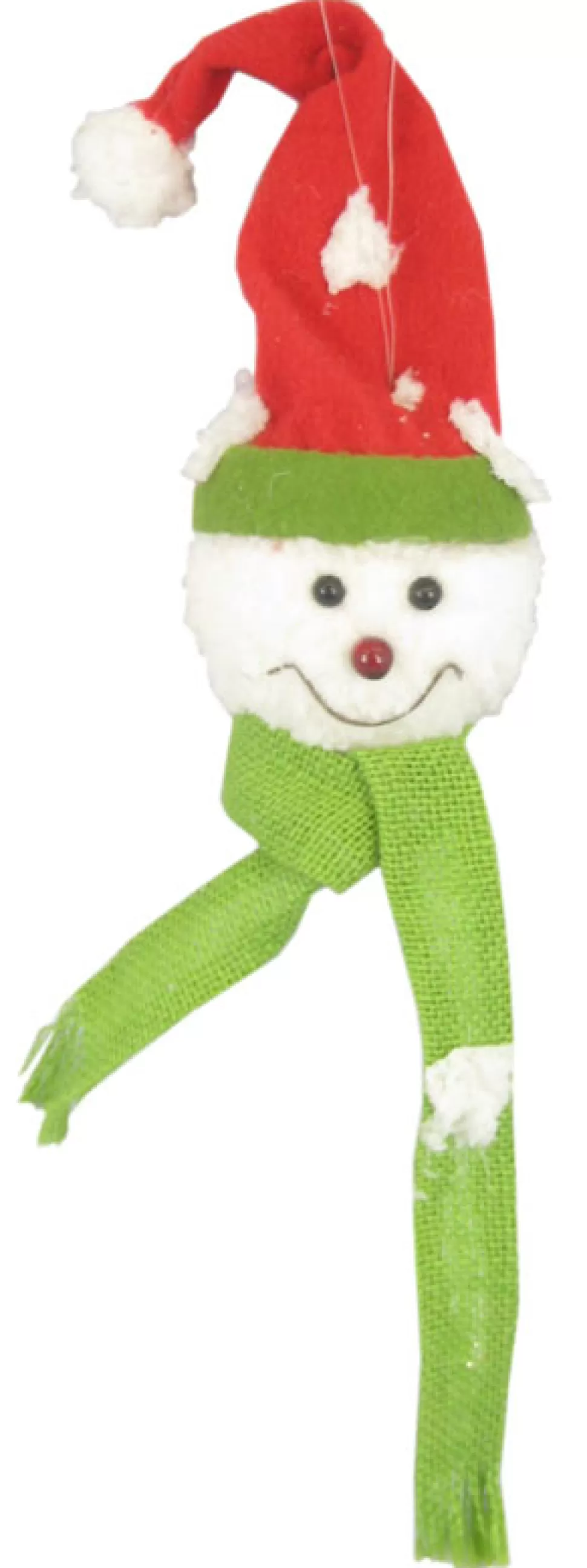 Christmas Forever ORN FABRICSNOWMAN HEAD 6″ W/ SANTA HAT / SCARF