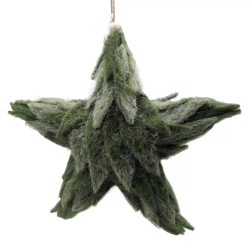 Christmas Forever ORN FELT STAR GREEN 11″ FROSTED LOOKED